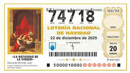 Décimo 74718 del sorteo 102-22/12/2025 Navidad