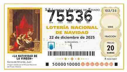 Décimo 75536 del sorteo 102-22/12/2025 Navidad