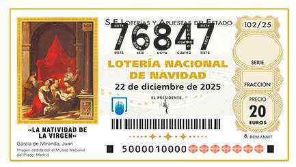 Décimo 76847 del sorteo 102-22/12/2025 Navidad