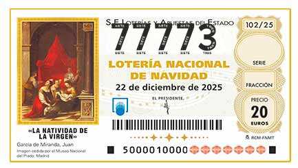 Décimo 77773 del sorteo 102-22/12/2025 Navidad