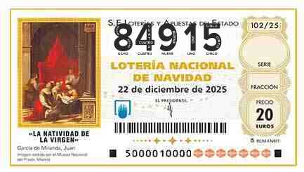 Décimo 84915 del sorteo 102-22/12/2025 Navidad