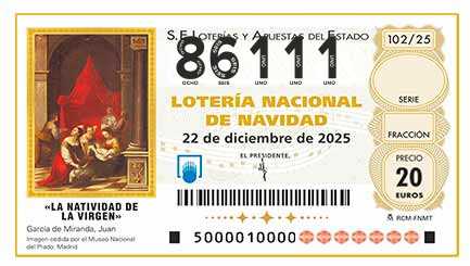 Décimo 86111 del sorteo 102-22/12/2025 Navidad