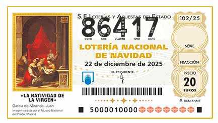 Décimo 86417 del sorteo 102-22/12/2025 Navidad