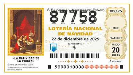 Décimo 87758 del sorteo 102-22/12/2025 Navidad