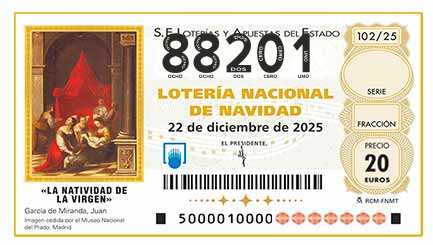 Décimo 88201 del sorteo 102-22/12/2025 Navidad