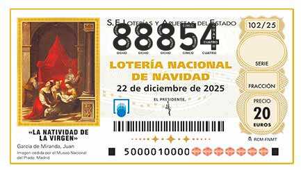 Décimo 88854 del sorteo 102-22/12/2025 Navidad
