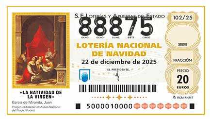 Décimo 88875 del sorteo 102-22/12/2025 Navidad