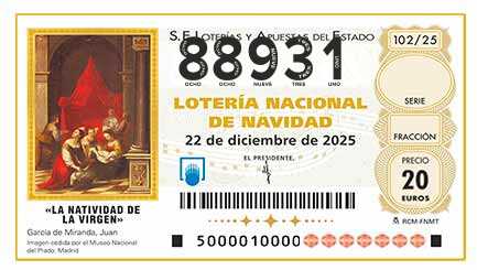 Décimo 88931 del sorteo 102-22/12/2025 Navidad