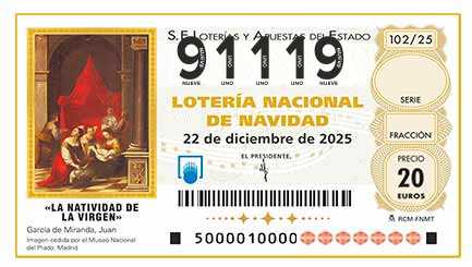 Décimo 91119 del sorteo 102-22/12/2025 Navidad