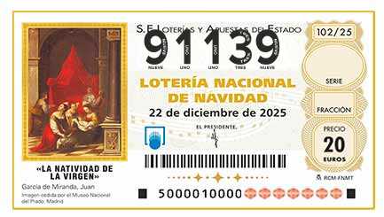 Décimo 91139 del sorteo 102-22/12/2025 Navidad