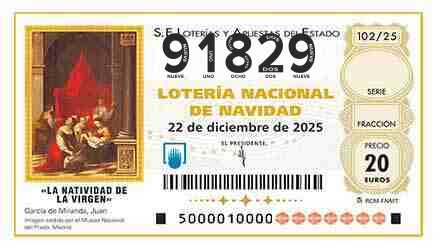 Décimo 91829 del sorteo 102-22/12/2025 Navidad