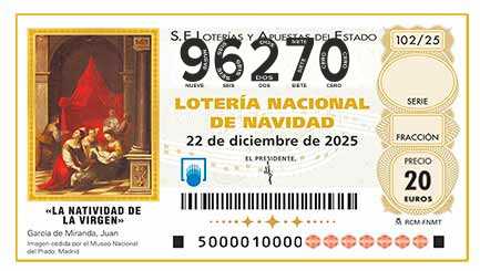 Décimo 96270 del sorteo 102-22/12/2025 Navidad