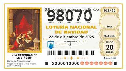 Décimo 98070 del sorteo 102-22/12/2025 Navidad