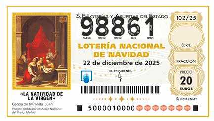Décimo 98861 del sorteo 102-22/12/2025 Navidad