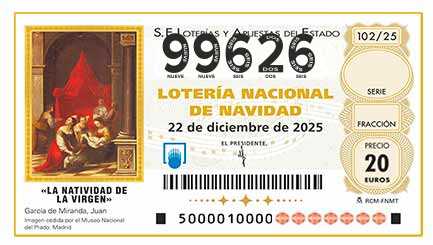 Décimo 99626 del sorteo 102-22/12/2025 Navidad