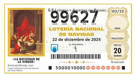 Décimo 99627 del sorteo 102-22/12/2025 Navidad