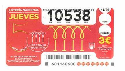 Décimo 10538 del sorteo 11-05/02/2026 Jueves