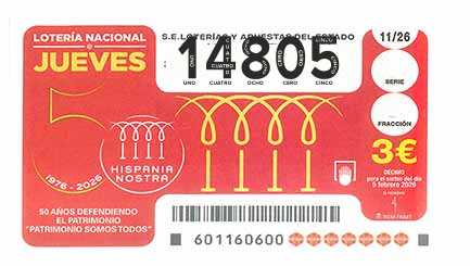 Décimo 14805 del sorteo 11-05/02/2026 Jueves