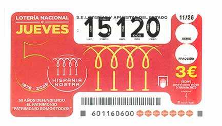 Décimo 15120 del sorteo 11-05/02/2026 Jueves