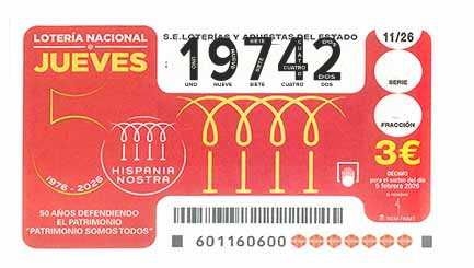 Décimo 19742 del sorteo 11-05/02/2026 Jueves