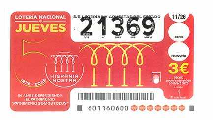 Décimo 21369 del sorteo 11-05/02/2026 Jueves