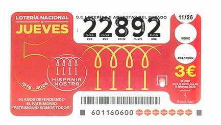 Décimo 22892 del sorteo 11-05/02/2026 Jueves