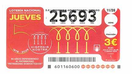 Décimo 25693 del sorteo 11-05/02/2026 Jueves