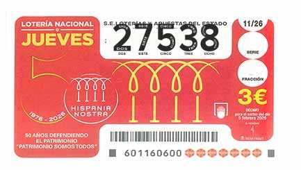 Décimo 27538 del sorteo 11-05/02/2026 Jueves