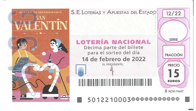 Décimo 12140 del sorteo 12-14/02/2022 Sábado