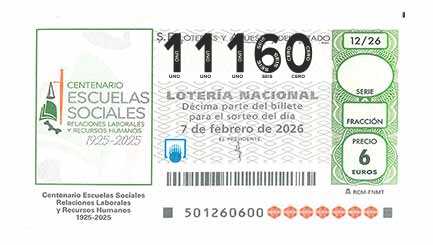 Décimo 11160 del sorteo 12-07/02/2026 Sábado