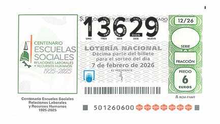 Décimo 13629 del sorteo 12-07/02/2026 Sábado