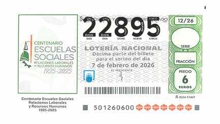 Décimo 22895 del sorteo 12-07/02/2026 Sábado