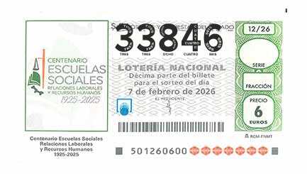 Décimo 33846 del sorteo 12-07/02/2026 Sábado