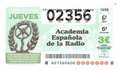 Décimo 02356 del sorteo 13-12/02/2026 Jueves