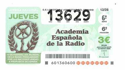Décimo 13629 del sorteo 13-12/02/2026 Jueves