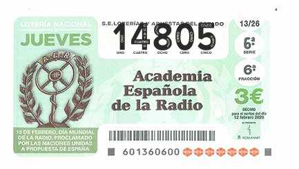 Décimo 14805 del sorteo 13-12/02/2026 Jueves