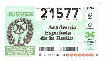 Décimo 21577 del sorteo 13-12/02/2026 Jueves