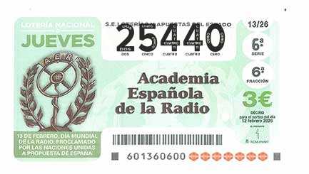 Décimo 25440 del sorteo 13-12/02/2026 Jueves