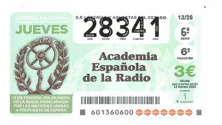 Décimo 28341 del sorteo 13-12/02/2026 Jueves