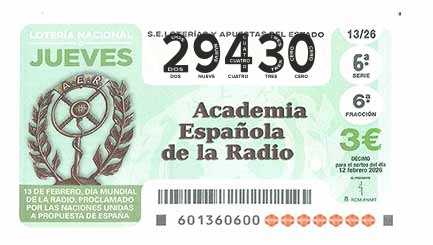 Décimo 29430 del sorteo 13-12/02/2026 Jueves