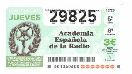 Décimo 29825 del sorteo 13-12/02/2026 Jueves