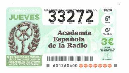 Décimo 33272 del sorteo 13-12/02/2026 Jueves