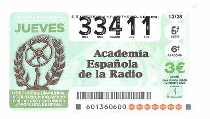 Décimo 33411 del sorteo 13-12/02/2026 Jueves