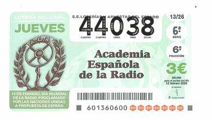 Décimo 44038 del sorteo 13-12/02/2026 Jueves