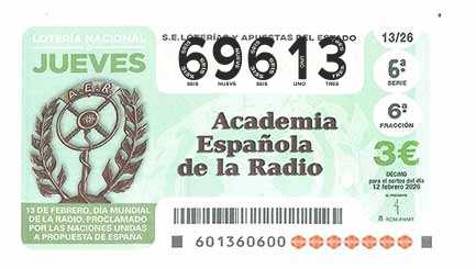 Décimo 69613 del sorteo 13-12/02/2026 Jueves