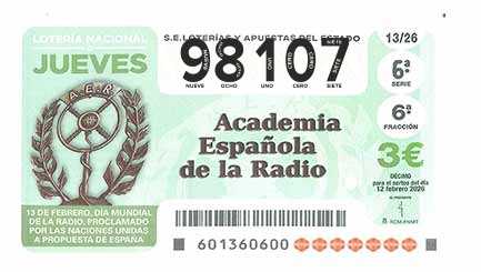 Décimo 98107 del sorteo 13-12/02/2026 Jueves