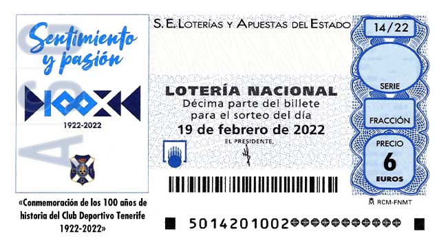 Décimo 34071 del sorteo 14-19/02/2022 Sábado