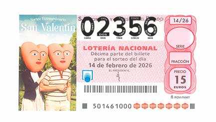 Décimo 02356 del sorteo 14-14/02/2026 Sábado