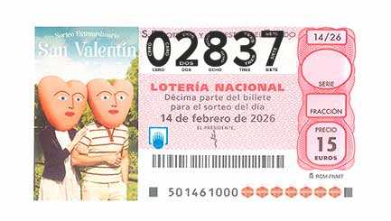 Décimo 02837 del sorteo 14-14/02/2026 Sábado