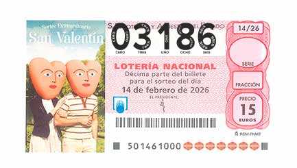 Décimo 03186 del sorteo 14-14/02/2026 Sábado
